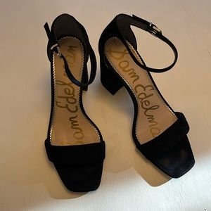 Sam Edelman Daniella black suede open toe, ankle strap shoes